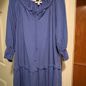 Umgee Blue Mini Dress with Ruffle Hem